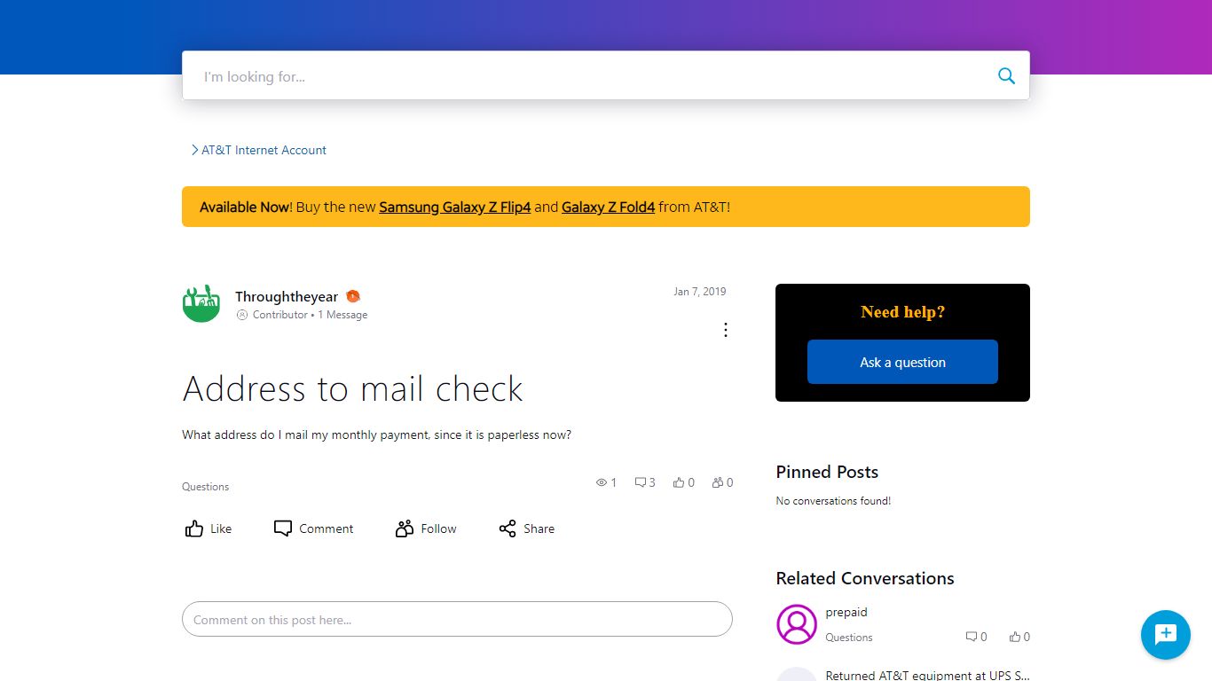 ‎Address to mail check | [S] AT&T Community Forums - Sprinklr